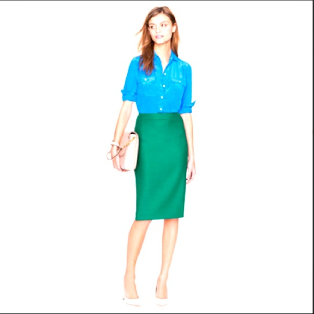 J. Crew No. 2 Pencil Skirt Bright Green Size 00 Petite
